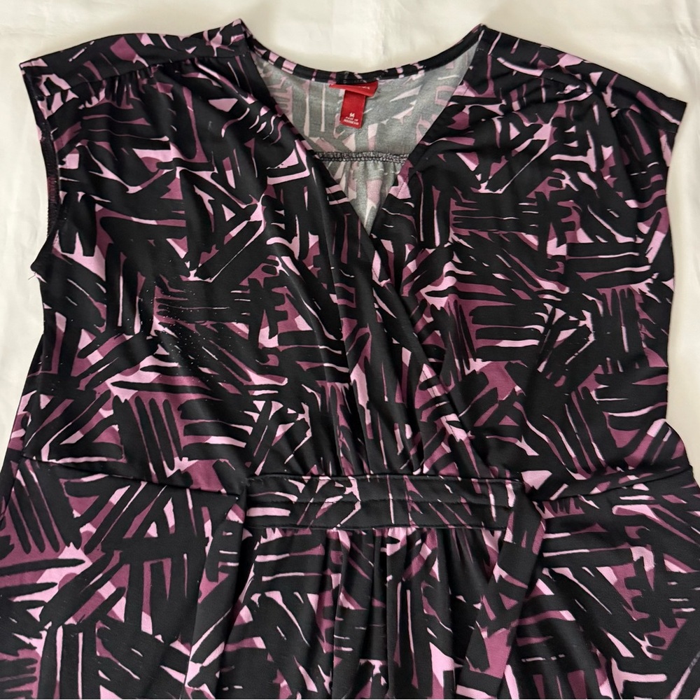 Merona Sleeveless Patterned Black & Purple Flowy Dress - Picture 4 of 13
